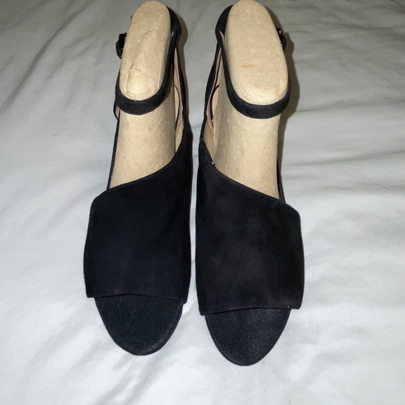 Black Suede Ankle Strap Block Heel Pumps - Picture 10 of 10